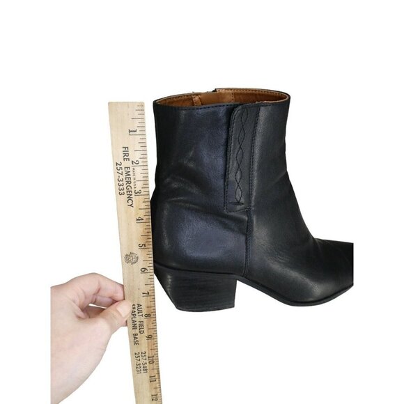Franco Sarto Smalls Ankle Boots Size 10 Mid Western Black Faux Leather Booties - Picture 9 of 12